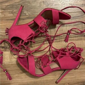 Elegant Pink Lace-Up Heels